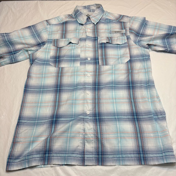 Habit Blue Plaid Short Sleeve Button Up Lightweight Outdoor Shirt Men’s M - Picture 1 of 8